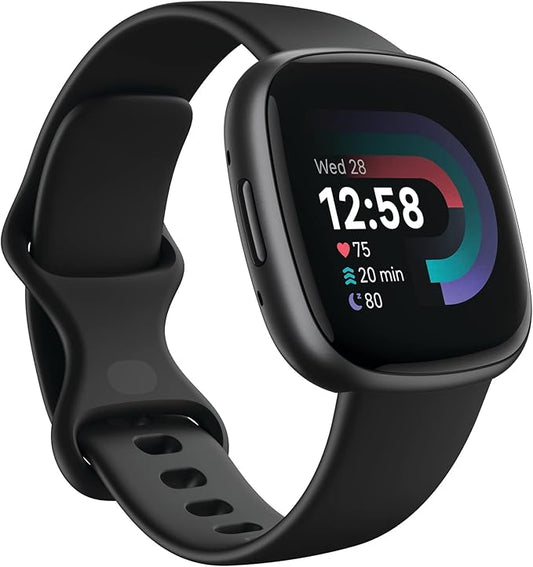 Fitbit Versa 4 Smartwatch – GPS, Heart Rate, Sleep & Fitness Tracking – Waterfall Blue/Platinum